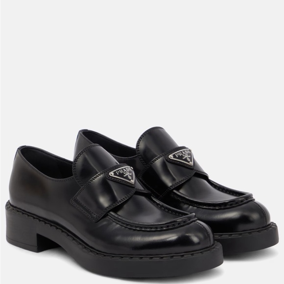 Prada Black Leather Loafers - Picture 1 of 8